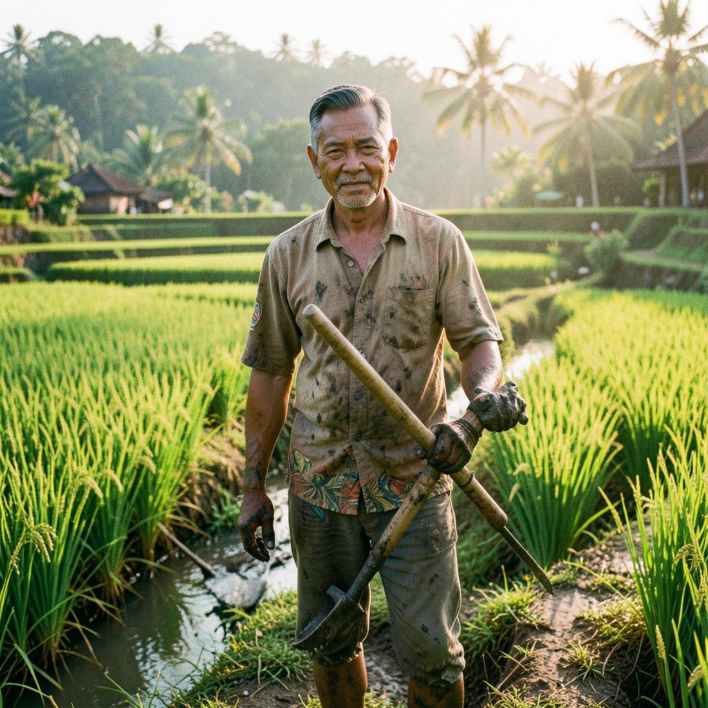 Gede, Subak rice farmer