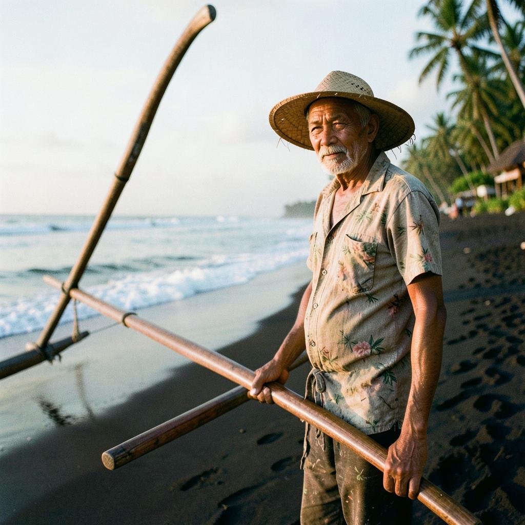 Komang, Fisherman and salt farmer